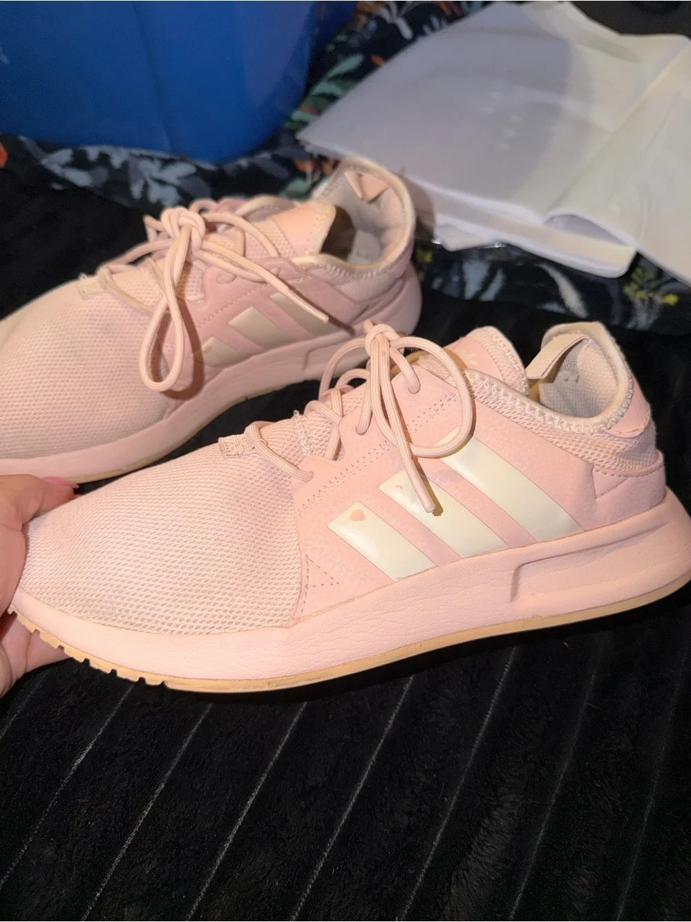 adidas Women’s Light Pink Athletic Sneakers with Signature Stripes
